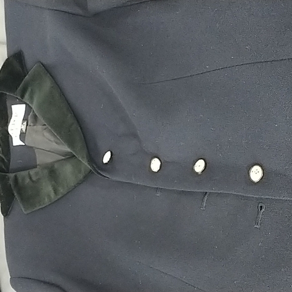 Kasper A.S.L. Petite, Navy Classic Blazer w Velvet Trim & Rhinestone Buttons 8P - Picture 11 of 12